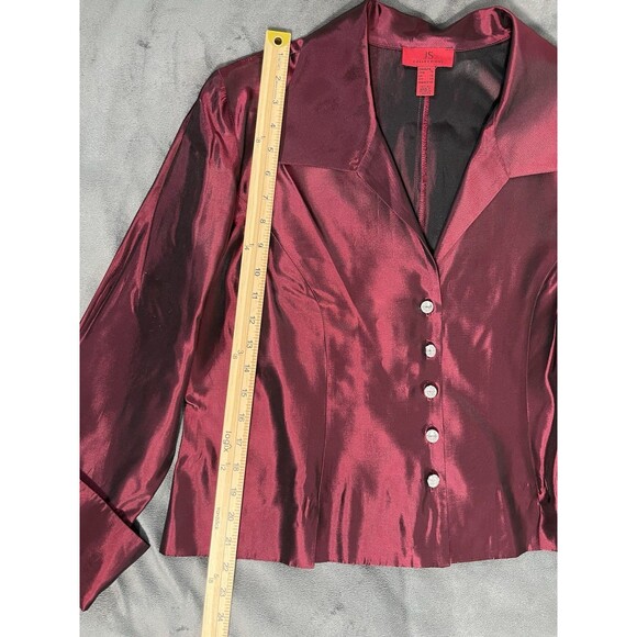 JS Collections Evening Top Jacket Blazer Rhinestone Buttons shiny metallic Sz 16 - Picture 5 of 14